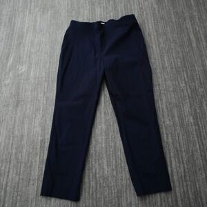 Talbots Pants Women Navy Blue Pull On Elastic Waist 12P Measured 30.5x23.25